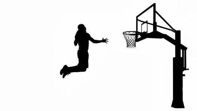 Basketball Player Silhouette Jumping for Slam Dunk Motion Video