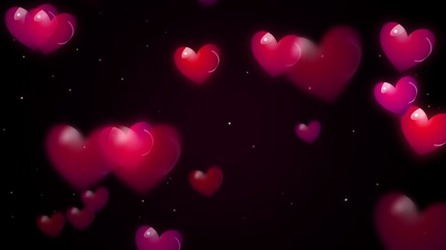Floating red hearts on a dark background