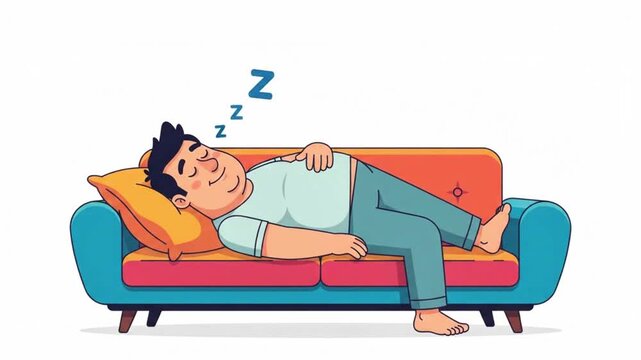 Fat Man Sleeping on a Sofa | Funny Vector Animation