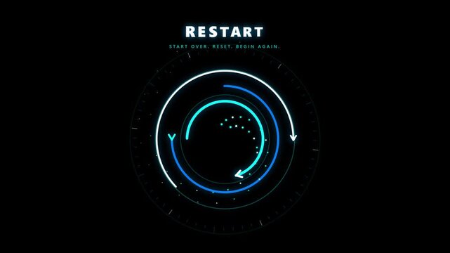 Futuristic digital interface with circular loading progress bars and arrow icons on a black background