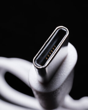White USB Type-C Cable Plug Connector Macro Electronics