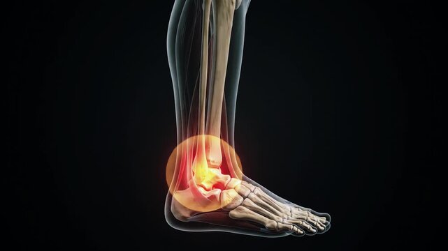 Side View of Human Ankle Injury, 3D Medical Anatomy