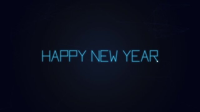Glowing Neon Line Stroke Animation Reveals Happy New Year 2027
