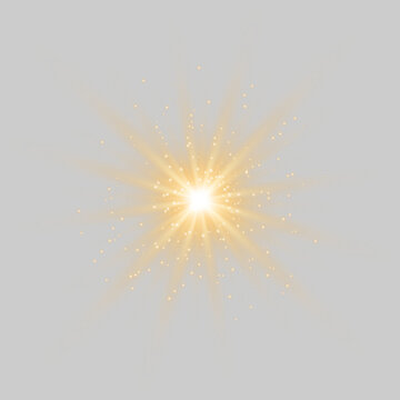 Bright glittering sparkle star particle with glowing burst radiant twinkle particles effect for Christmas party decoration, festive magic light transparent overlay