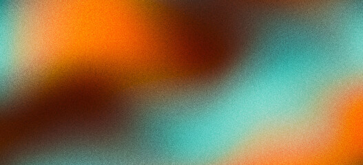 Grainy gradient background with abstract orange and teal blur, textured lo-fi aesthetic wallpaper, vibrant noise effect for modern digital design © Mix
