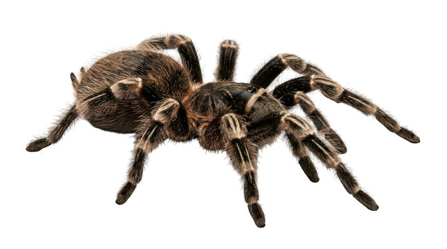 Large hairy tarantula spider isolated on transparent background