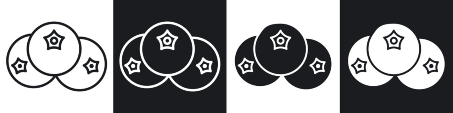 Blueberries icon flat outline in black