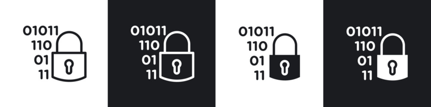 Binary Lock icon flat outline in black