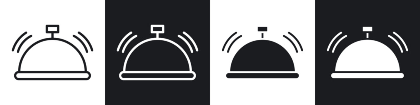 Bell concierge icon flat outline in black
