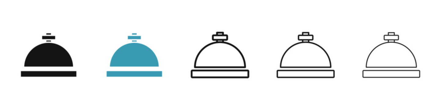 Bell concierge icon flat outline in black