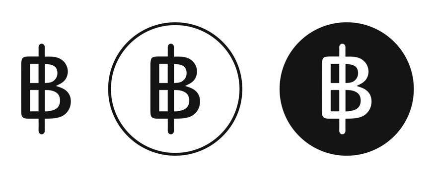 Baht sign flat outline in black