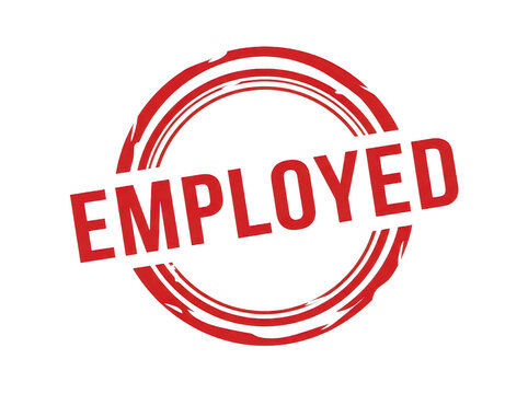 Employed rubber stamp style badge design