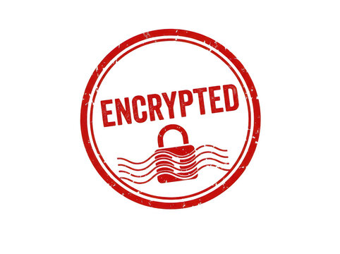 Encrypted security stamp with padlock graphic