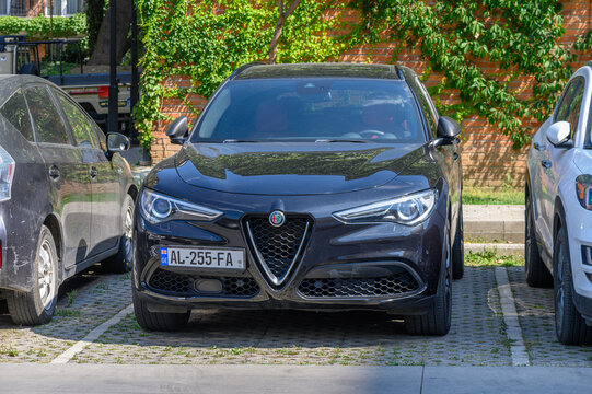 September 13, 2026, Tbilisi, Georgia Commercial stock photo of a dark Alfa Romeo SUV front view