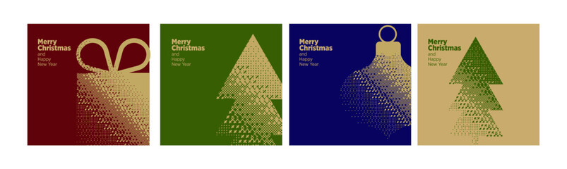 Obraz premium Merry Christmas and Happy New Year. Vector illustrations for holiday greeting card, website and social media banner, marketing material.