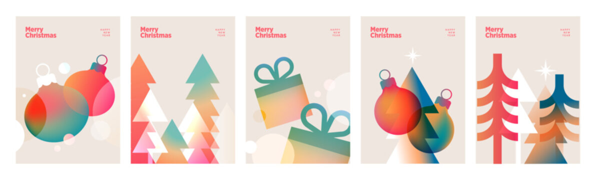 Christmas and New Year greeting cards, banners and covers collection. Vector illustrations for website, social media, business and marketing material.