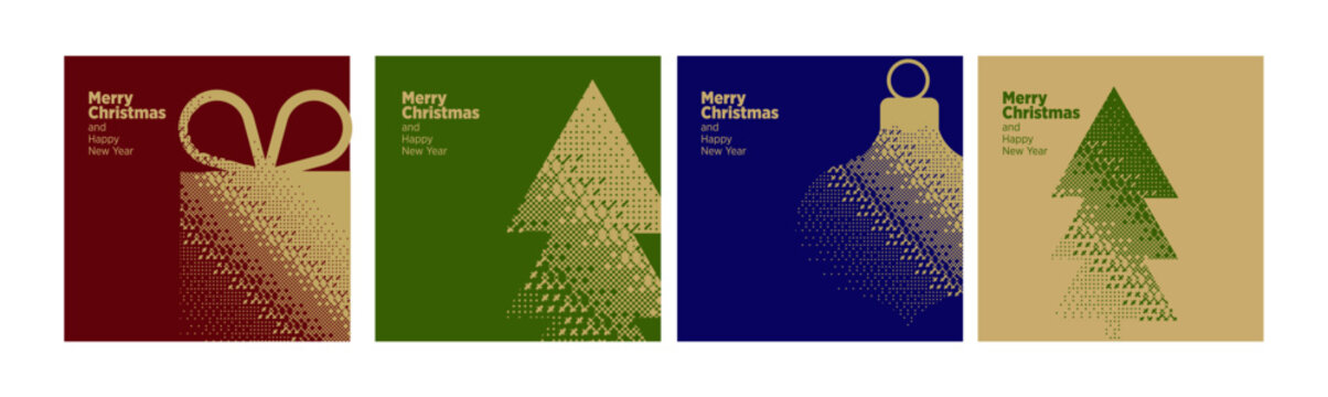 Merry Christmas and Happy New Year. Vector illustrations for holiday greeting card, website and social media banner, marketing material.