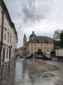 Visiting Ljubljana in a rainy summer day . Ljubljana is the capital and largest city of Slovenia, it has been inhabited since prehistoric times.