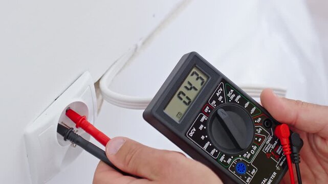 Measuring voltage in electrical wall outlet with digital multimeter