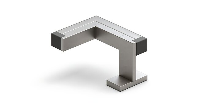 A brushed metal door stopper with al-shaped and black rubber buffers, isolated on a white background, for hardware and, home improvement