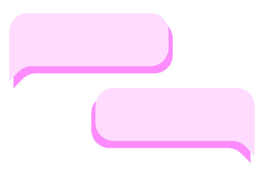 Pink speech bubble PNG set with rounded rectangular chat boxes and tails. Perfect for comics, social media, messaging, presentations, captions, quotes, stickers, journaling, UI, graphic design