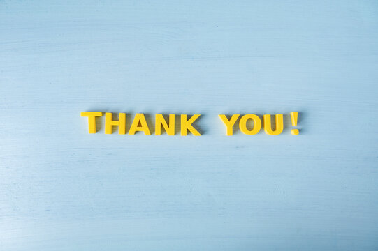 Thank you, gratitude and appreciation message with yellow 3D letters