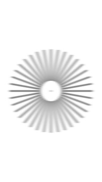 Astigmatism dial eye chart with radial lines sharpening from blurred to crisp focus in vertical format. Transition illustrates vision testing for optometry and eye care projects.
