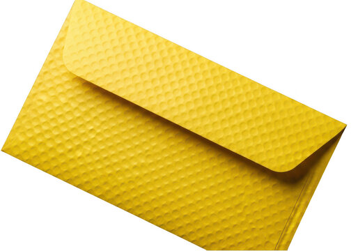 A bright yellow envelope for mail and letters isolated on transparent background