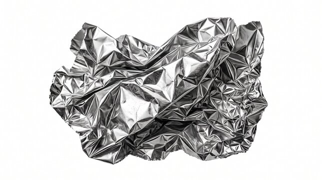 aluminum aluminium wrap paper ball sphere garbage trash waste texture textured wrinkled creased folded bent pressed rough shiny glossy reflective shine on transparent background