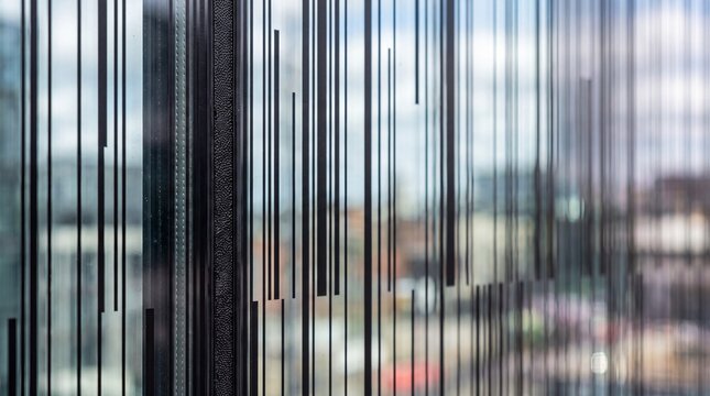 Modern Architectural Glass Facade with Vertical Lines Pattern