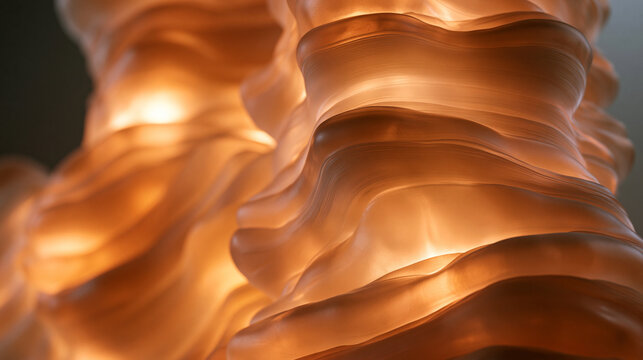 Modern Sculptural Warm Ambient Lighting Fixture Detail