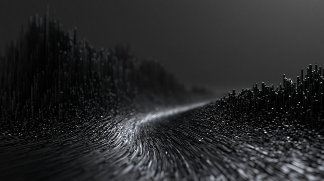 Abstract Futuristic Dark Data Flow Landscape Background