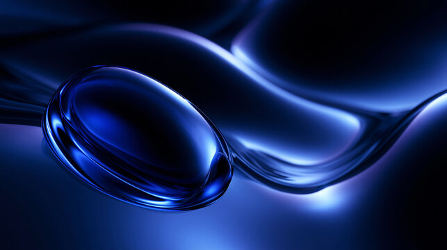 Abstract Blue Liquid Wave Background 3D Render