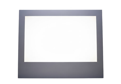 Empty rectangular photo frame with gray border isolated on transparent background