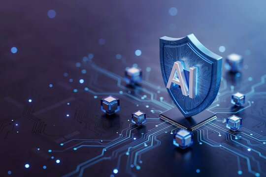 Ai shield concept representing artificial intelligence security and data protection technology for the future year of 2027