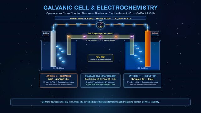 Electrochemical Galvanic Cell with Anode Cathode and Salt Bridge