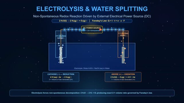 Electrolysis Process Showing Nonspontaneous Chemical Decomposition