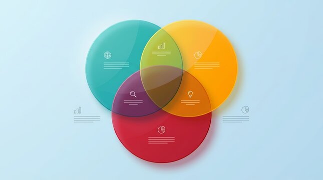 Business presentation vector illustration of a 3 circle Venn diagram infographic template.