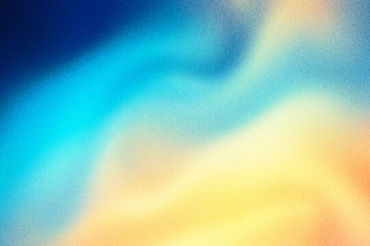 Grainy gradient background with abstract blue and yellow waves, soft lo-fi texture with vibrant color transitions, retro aesthetic wallpaper art