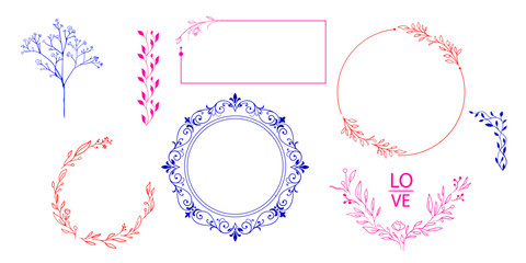 flower frame, circular floral frame, round boarder, elegant design element, floral wealth, minimalist design set, wedding invitation    © Nidhi