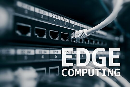 Edge computing technology futuristic data processing and network infrastructure concept