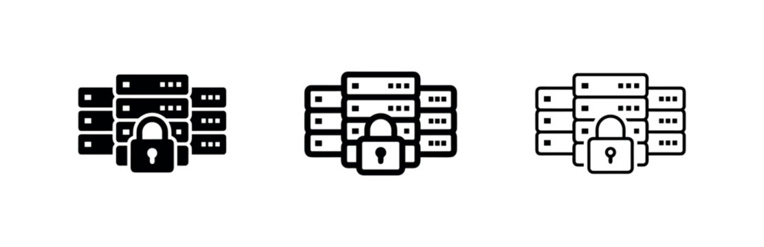 Secure Server Icon Set for Database and Cloud Data Protection