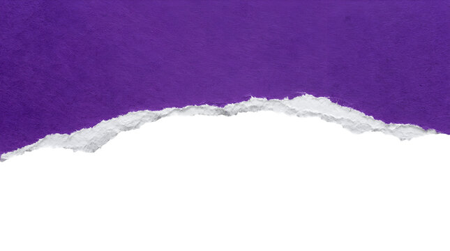 A piece of purple paper torn in half revealing a solid black background below