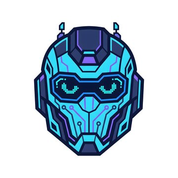 Futuristic Cyber Cyborg Robot Head Mascot Vector