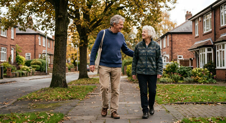 Fototapeta premium Older Couple Adapting Everyday Walk to Different Mobility Levels