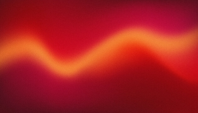 Dark moody abstract background with glowing orange fluid wave and deep red grainy texture