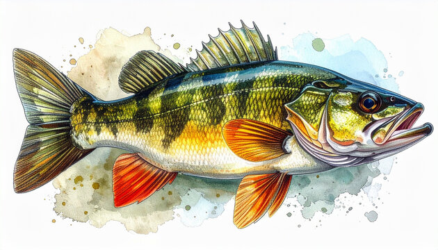 Detailed hand drawn illustration of a zebrafish