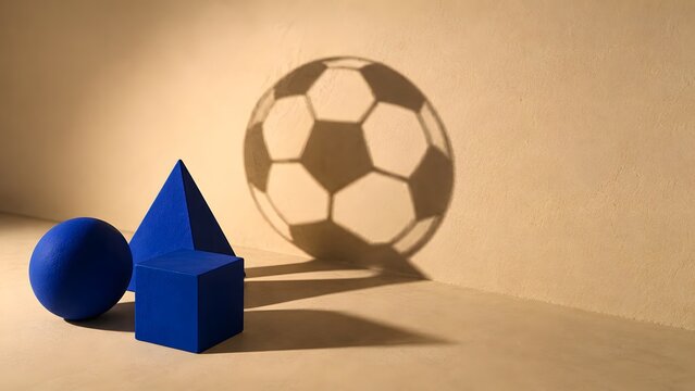 sports football shadow illusion created by simple blue geometric objects