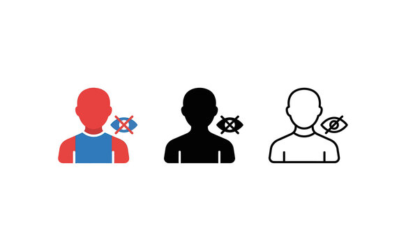 Minimalist profile avatars with hidden eyes icons in three distinct design styles