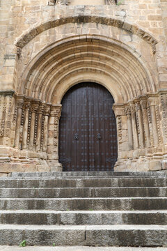 The Romanesque Portal of the western facade of The Old Cathedral of Plasencia city
